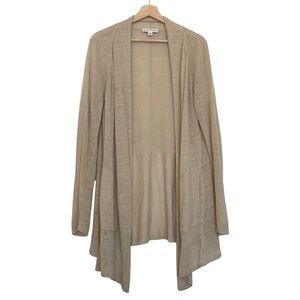 WHITE + WARREN Waterfall Cardigan Gauzy Linen Blend Open Tan